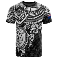 Cook Islands Polynesian T Shirt Cook Islands Flag White Turtle Hibiscus White - Polynesian Pride