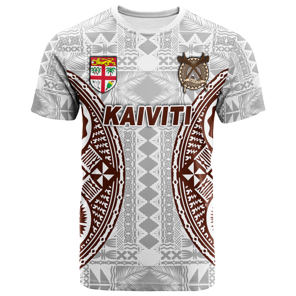 Custom Fiji Kaiviti Tapa Pattern T Shirt LT12 Unisex White - Polynesian Pride