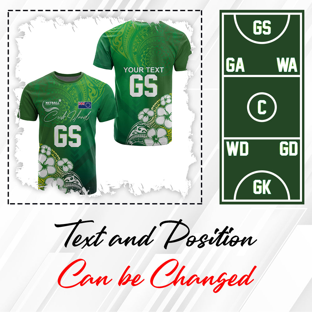 Custom Position Cook Islands Netball Sports Uniform Green Color - T Shirt - CTM03