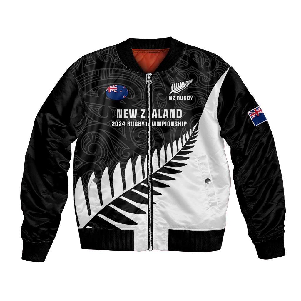 Personalised New Zealand Silver Fern Rugby Bomber Jacket All Black 2023 Go Champions Maori Pattern LT14