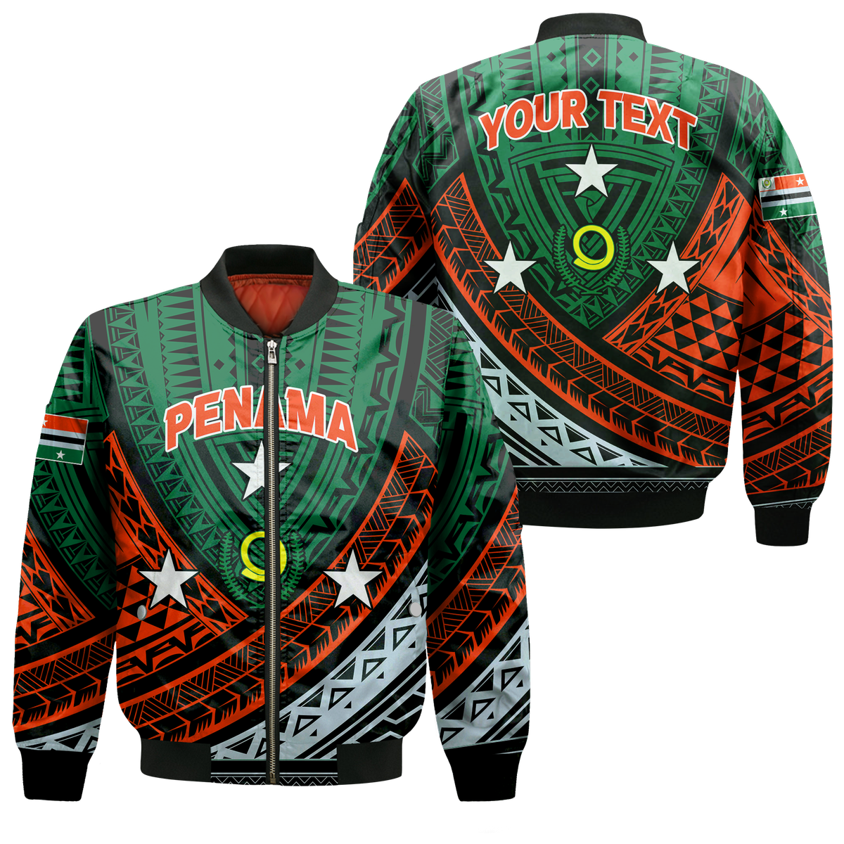 (Custom Personalised) Vanuatu Penama Province Tribal Pattern Bomber Jacket - LT12 Bomber Jacket Green - Polynesian Pride