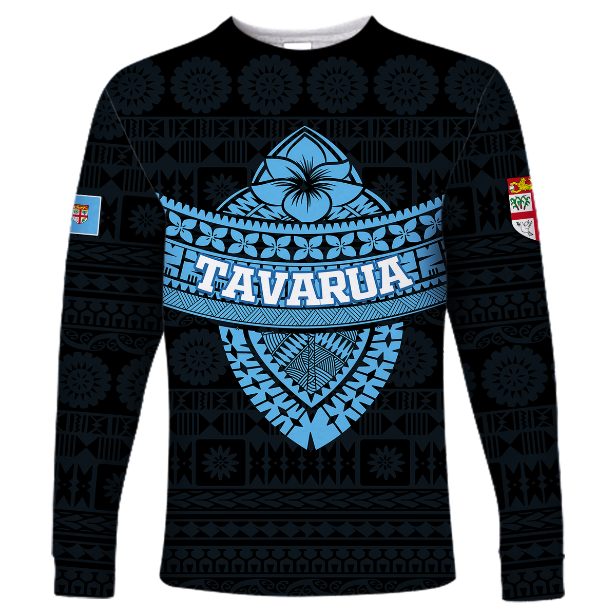Tavarua Fiji Tapa Tribal Long Sleeve Shirt - LT12 Unisex Blue - Polynesian Pride