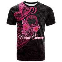 Breast Cancer Pink Ribbon Butterfly Polynesian Black Version T Shirt LT12 Unisex Black - Polynesian Pride