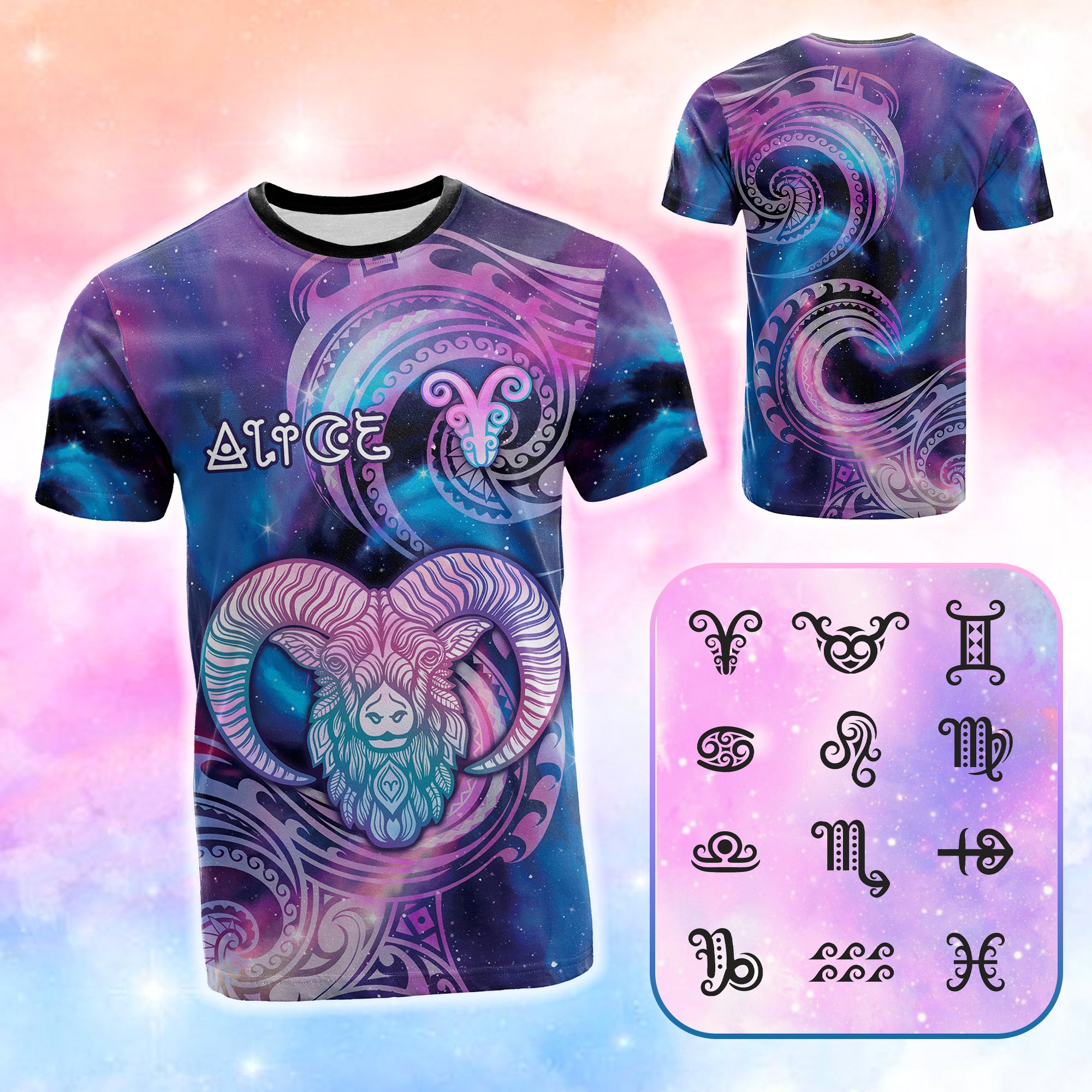 Custom Zodiac Signs T Shirt With Polynesian Pattern CTM05 - Polynesian Pride