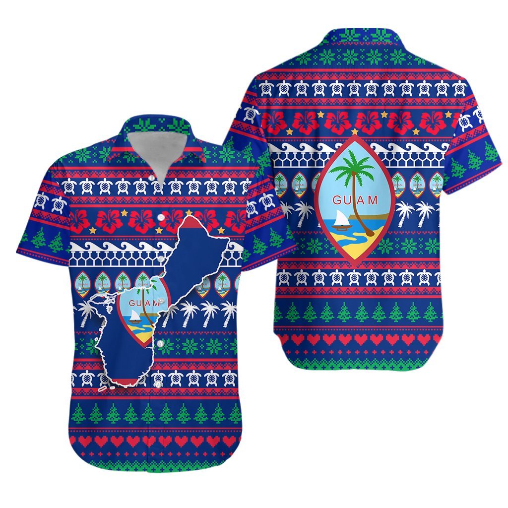 Guam Christmas Hawaiian Shirt - Ugly Christmas - LT12 Blue - Polynesian Pride