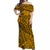 Gold Hawaii Family Matching Off Shoulder Maxi Dress And Hawaiian Shirt Tribal Art LT14