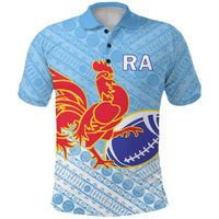 Ra Rugby Union Fiji Polo Shirt Tapa Pattern LT12 Blue - Polynesian Pride