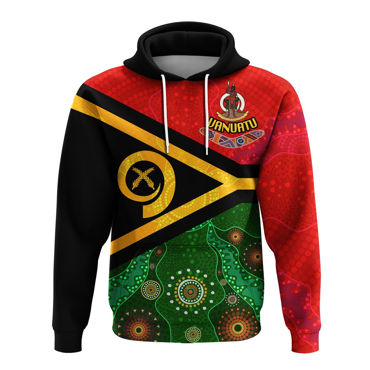 Custom Vanuatu With Aboriginal Patterns Hoodie LT20 Green - Polynesian Pride