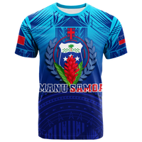 Custom Manu Samoa Legend T Shirt LT12 Blue - Polynesian Pride