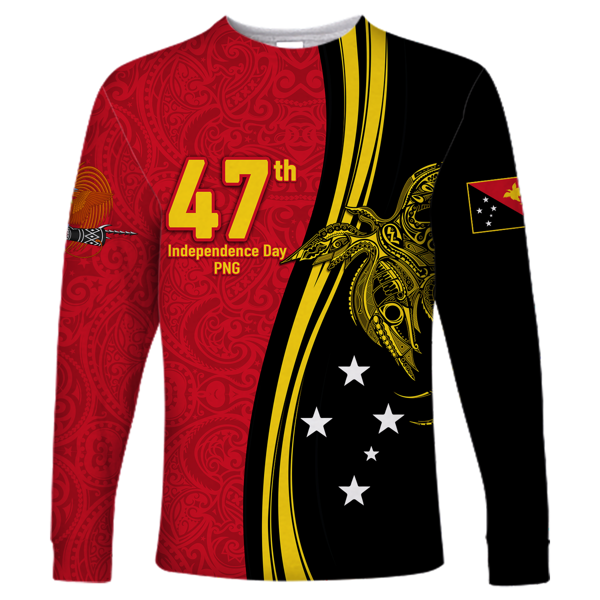 Papua New Guinea Independence Anniversary Polynesian Tribal Long Sleeve Shirt - LT12 Unisex Black - Polynesian Pride