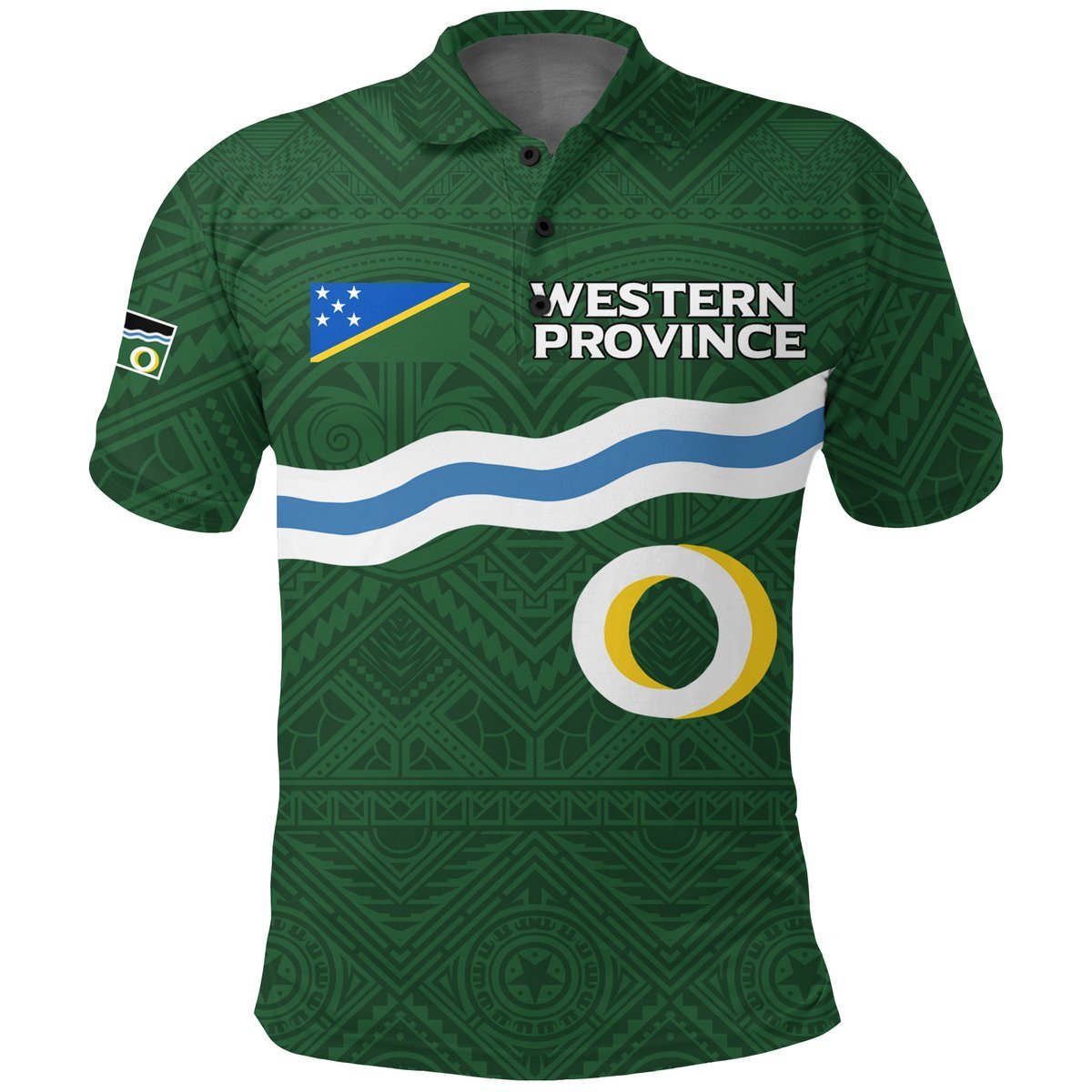 Custom Solomon Islands Western Province Polo Shirt Tribal Pattern LT12 Green - Polynesian Pride