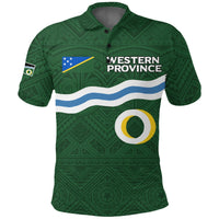 Custom Solomon Islands Western Province Polo Shirt Tribal Pattern LT12 Green - Polynesian Pride