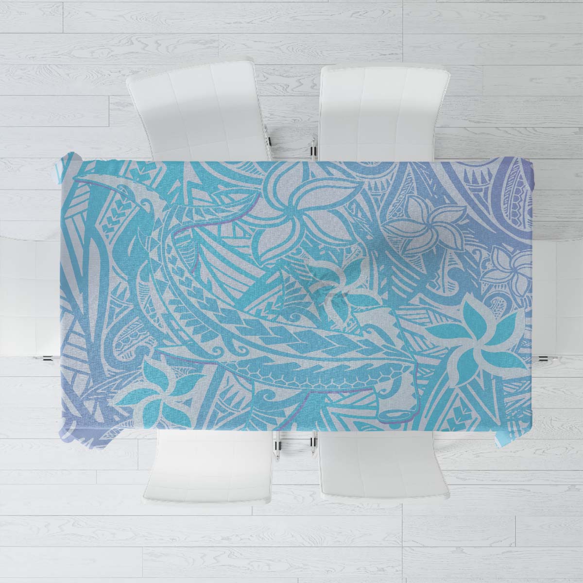Baby Blue Gradient Polynesia Tablecloth Hawaiian Tribal Hammerhead Shark Tattoo LT14 Baby Blue - Polynesian Pride