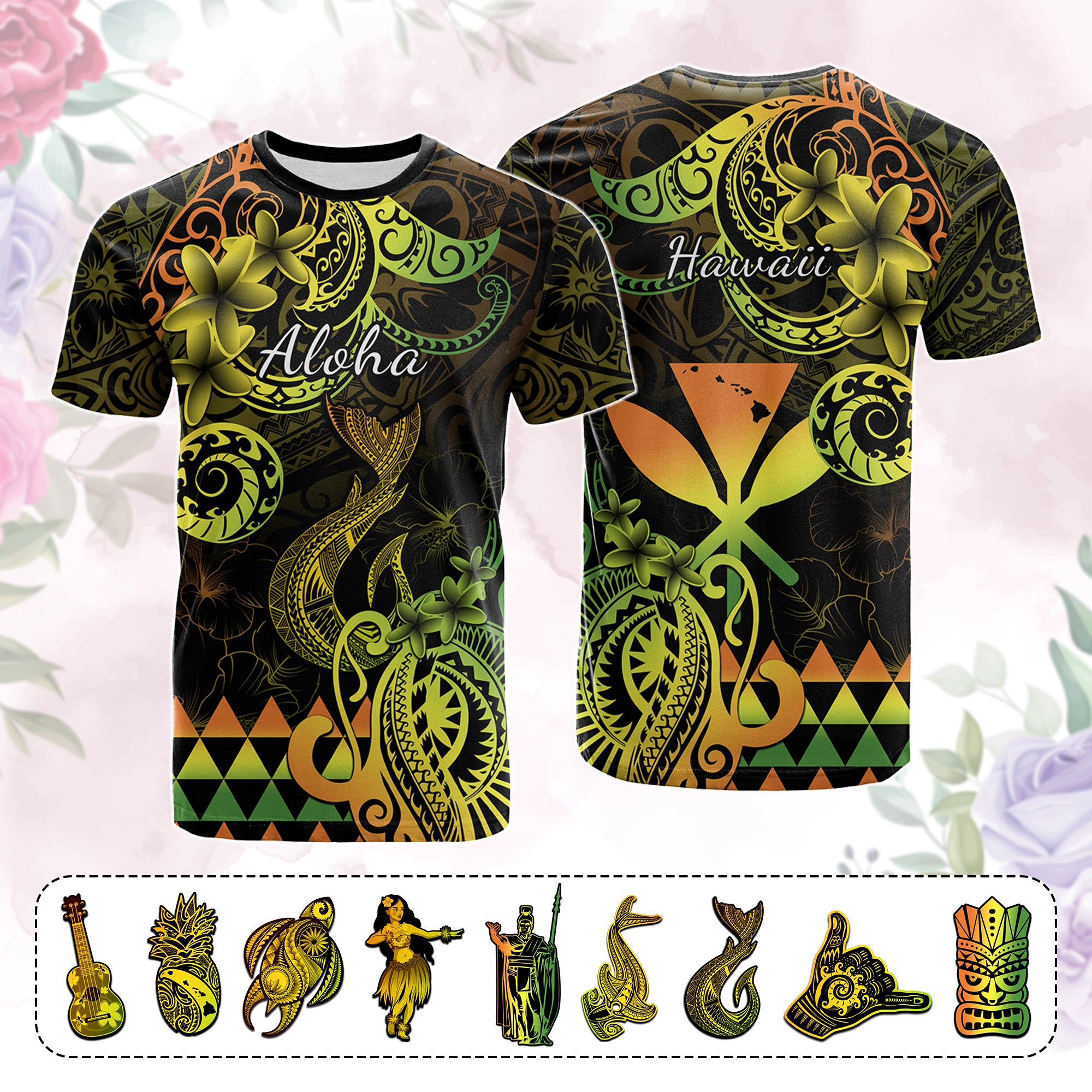 Custom Hawaii Symbols T Shirt Plumeria Kakau Polynesian Tribal CTM05 - Polynesian Pride