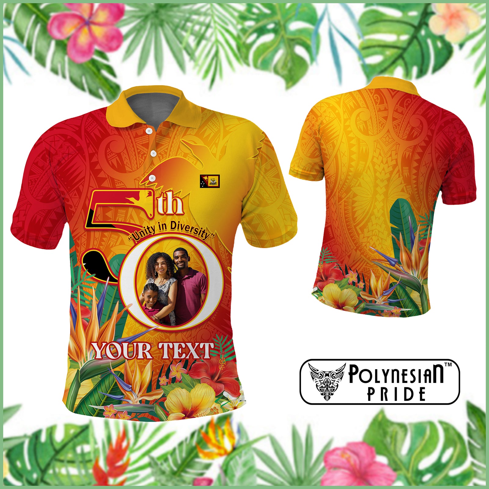 Custom Photo Papua New Guinea 50th Independence Anniversary Polo Shirt PNG Provinces Flag CTM14