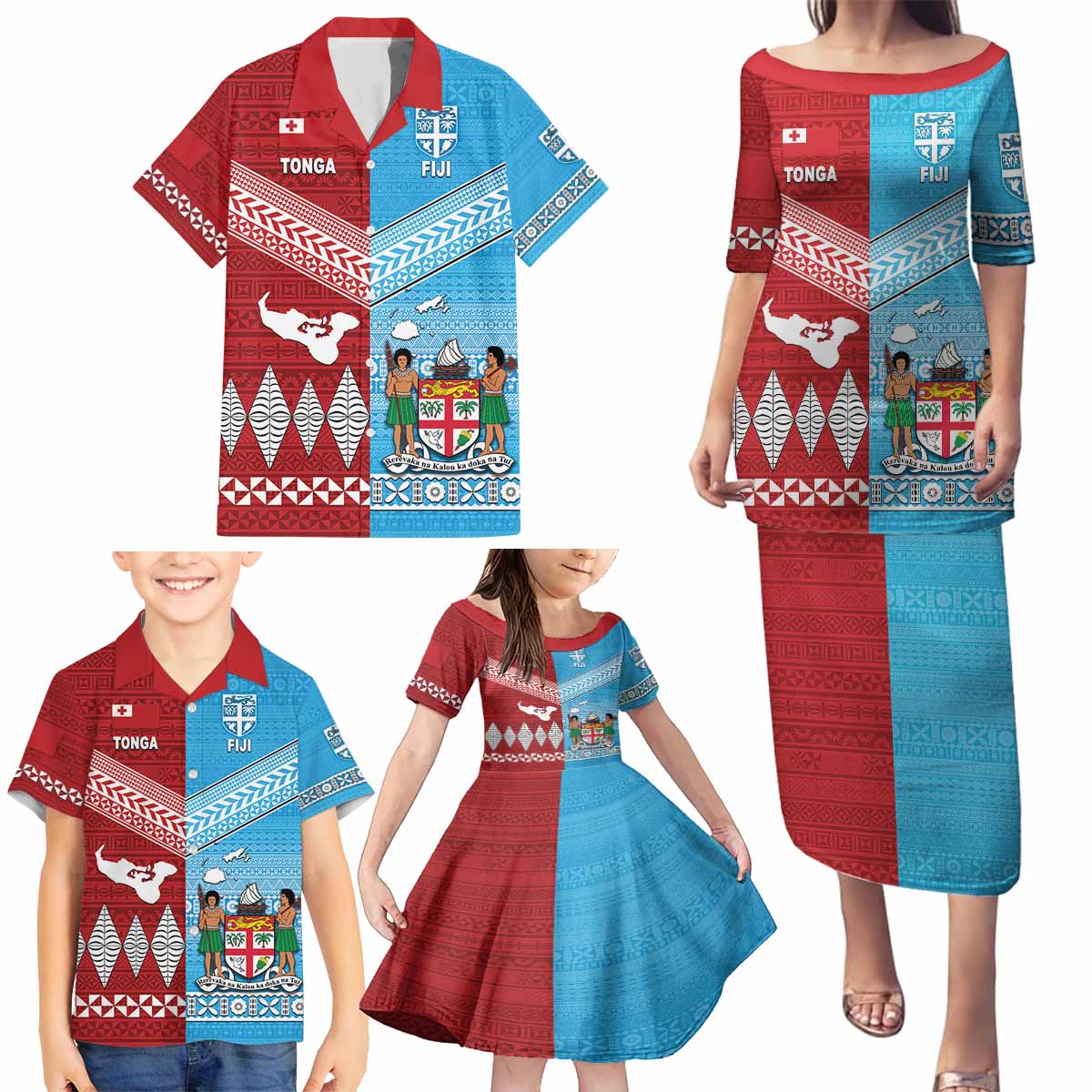 CUSTOMER REQUEST - Tonga Fiji - 23/10/2024 - Family Matching Puletasi and Hawaiian Shirt - LT05