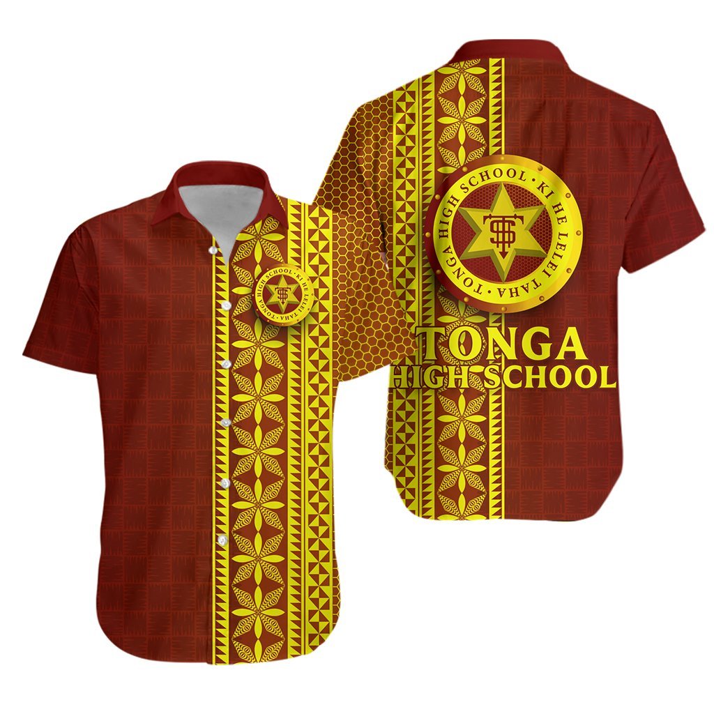 Tonga High School Hawaiian Shirt - Ngatu Pattern - LT12 Unisex Red - Polynesian Pride