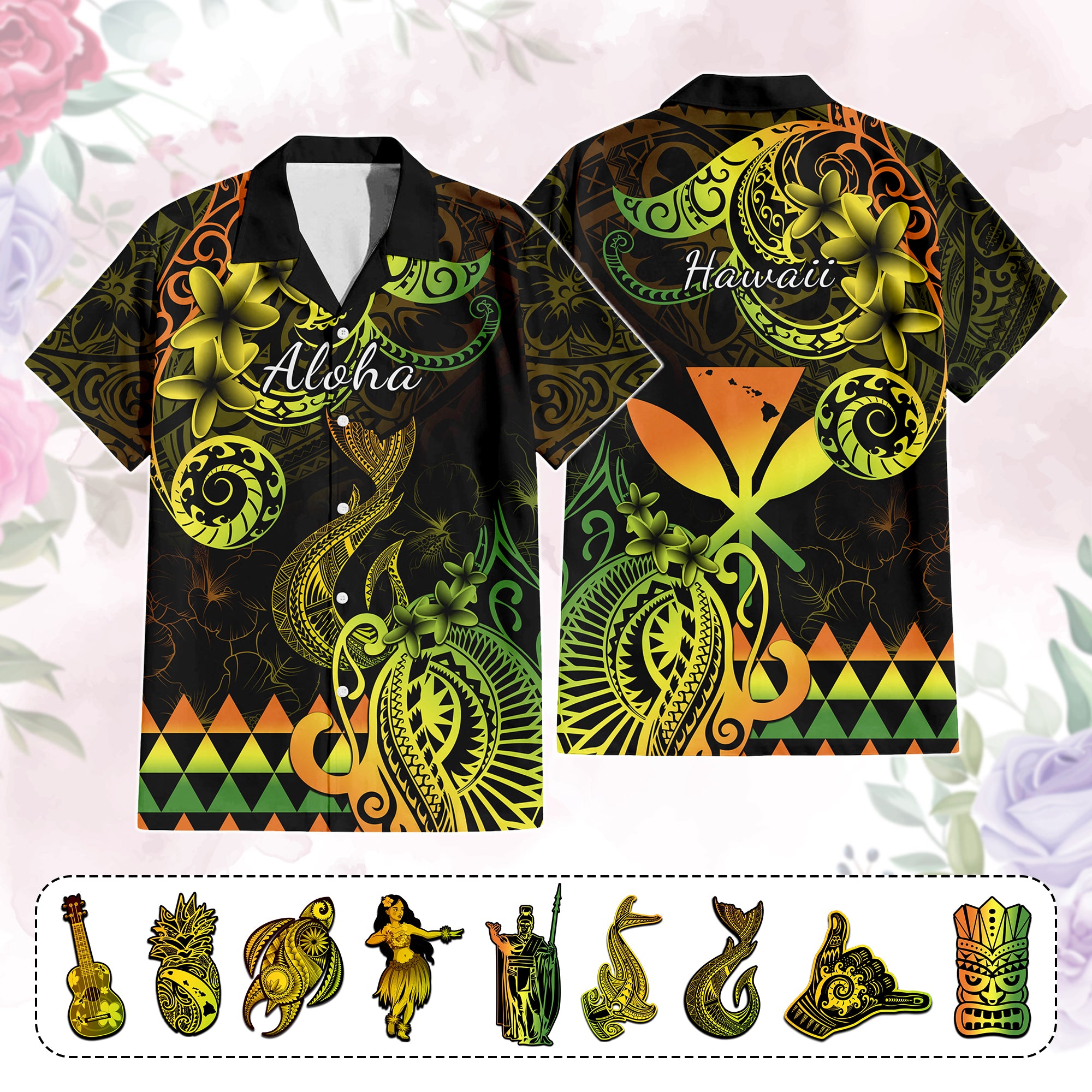 Custom Hawaii Symbols Hawaiian Shirt Plumeria Kakau Polynesian Tribal CTM05 Unisex - Polynesian Pride
