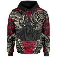 Maori ll Over Hoodie Polynesian Patterns Style Hoodie Unisex Black - Polynesian Pride