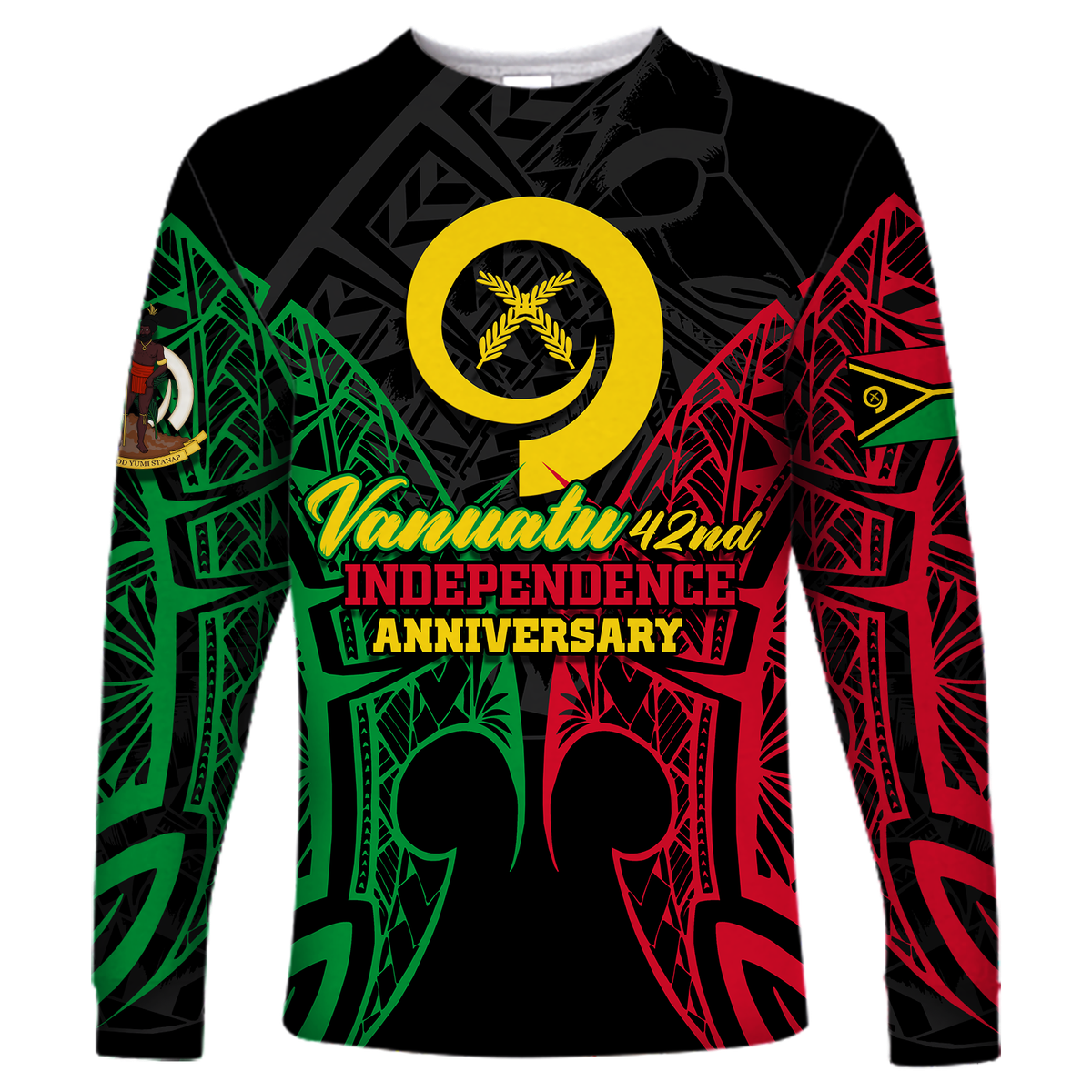 Vanuatu 42nd Independence Anniversary Pride Long Sleeve Shirt - LT12 Unisex Black - Polynesian Pride