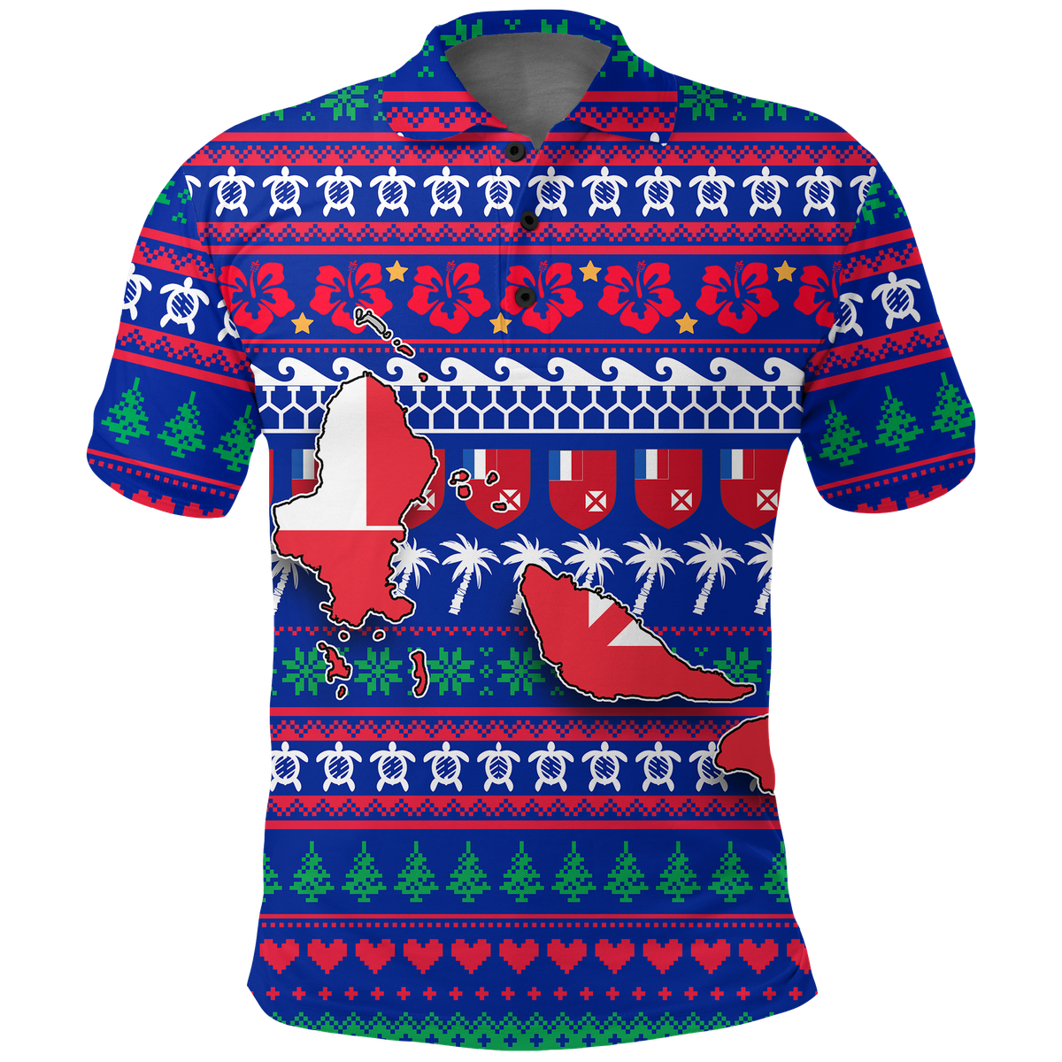 Wallis and Futuna Christmas Polo Shirt Ugly Christmas LT12 Unisex Blue - Polynesian Pride