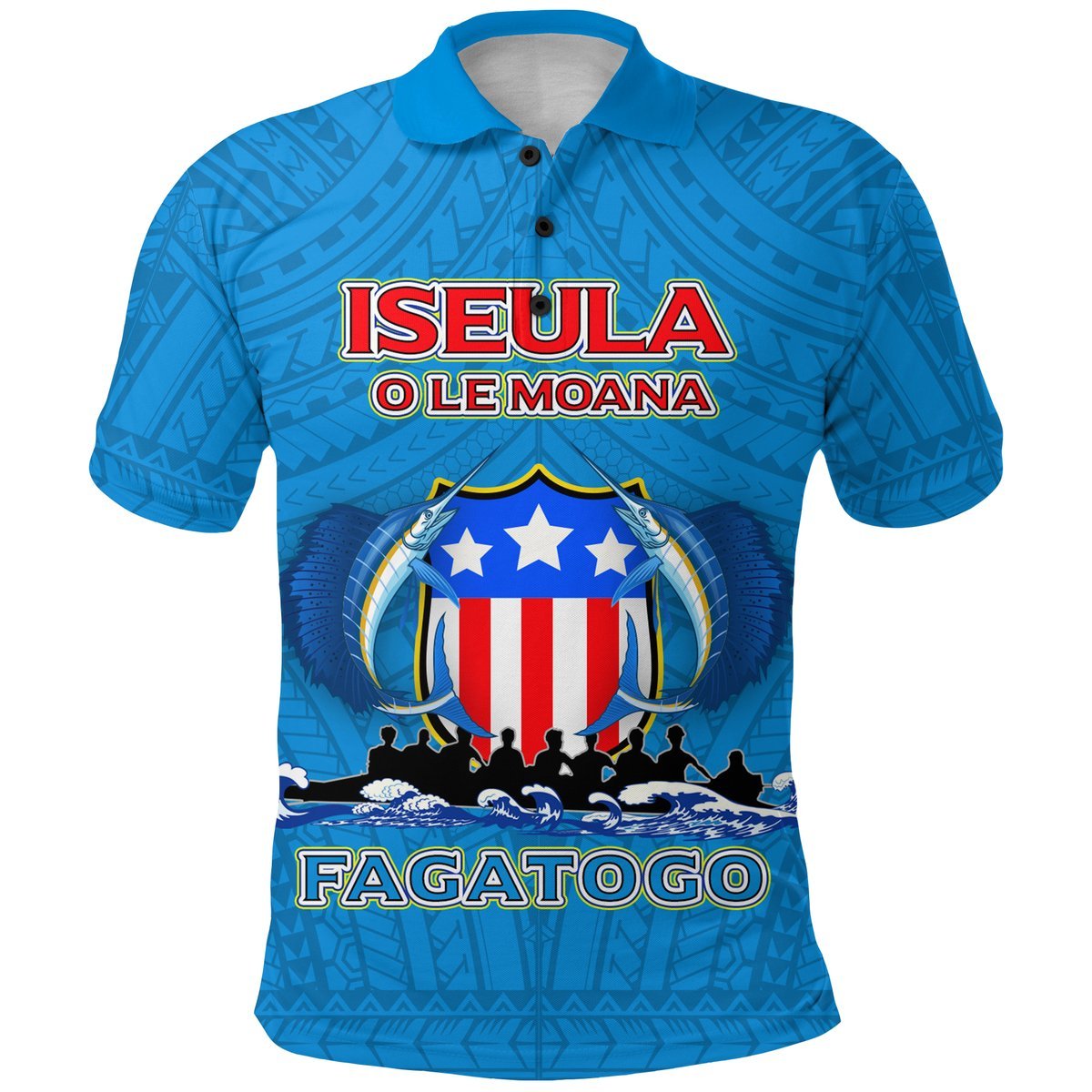 Custom American Samoa Polo Shirt Iseula o le Moana of Fagatogo Pride LT12 Blue - Polynesian Pride