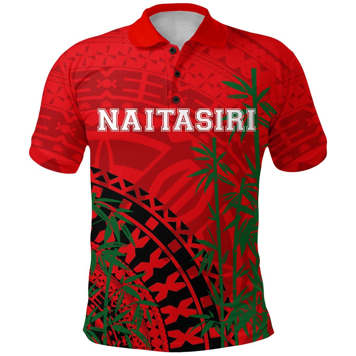 Naitasiri Rugby Union Fiji Polo Shirt Tapa Pattern LT12 Red - Polynesian Pride