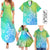 Hawaii Family Matching Outfits Polynesia Summer Maxi Dress And Shirt Family Set Clothes Plumeria Blue Gradient Curves LT7 Blue Green - Polynesian Pride