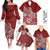 Hawaii Family Matching Outfits Polynesia Off Shoulder Long Sleeve Dress And Shirt Family Set Clothes Plumeria Red Curves LT7 Red - Polynesian Pride