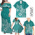 Hawaii Family Matching Outfits Polynesia Off Shoulder Maxi Dress And Shirt Family Set Clothes Plumeria Teal Curves LT7 Teal - Polynesian Pride