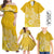 Hawaii Family Matching Outfits Polynesia Off Shoulder Maxi Dress And Shirt Family Set Clothes Plumeria Yellow Curves LT7 Yellow - Polynesian Pride