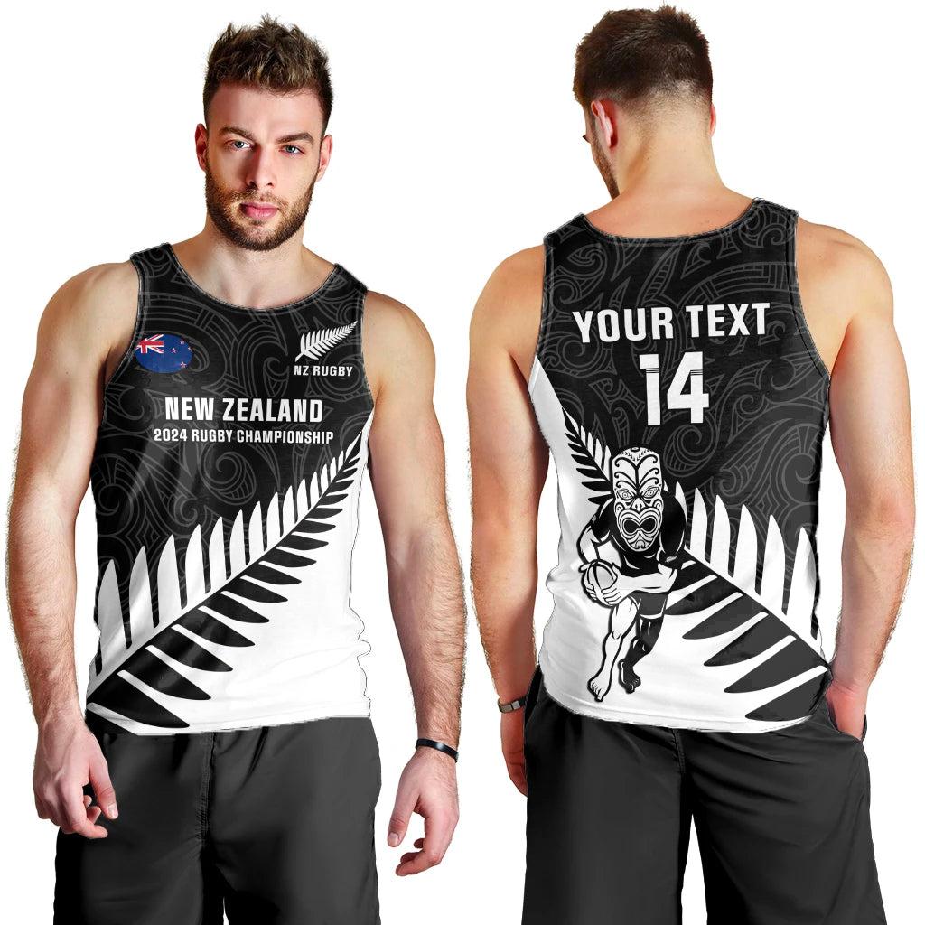 Personalised New Zealand Silver Fern Rugby Men Tank Top All Black 2023 Go Champions Maori Pattern LT14