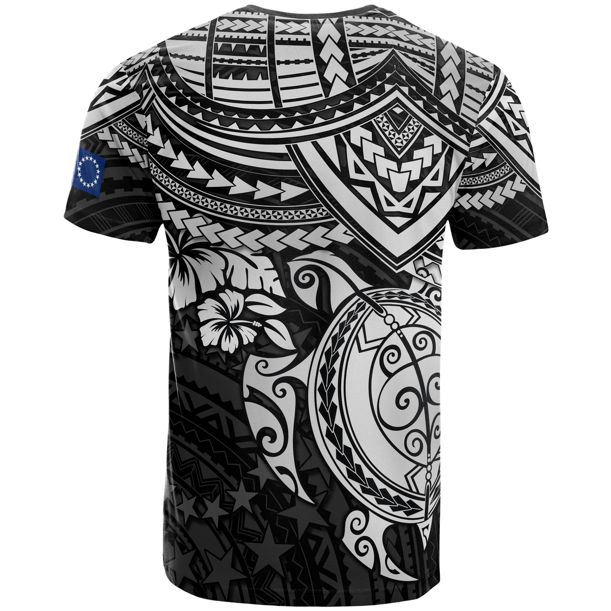 Cook Islands Polynesian T Shirt Cook Islands Flag White Turtle Hibiscus - Polynesian Pride