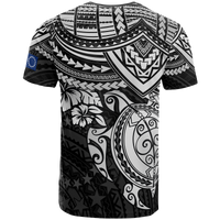 Cook Islands Polynesian T Shirt Cook Islands Flag White Turtle Hibiscus - Polynesian Pride