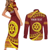 Personalised Tonga High School Couples Matching Short Sleeve Bodycon Dress and Long Sleeve Button Shirt Happy 77 Years Anniversary LT14