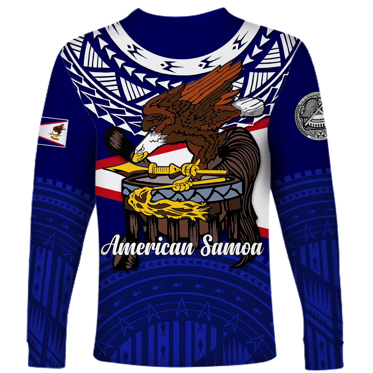 Custom American Samoa Independence Anniversary Pride Long Sleeve Shirt - LT12 Unisex Blue - Polynesian Pride