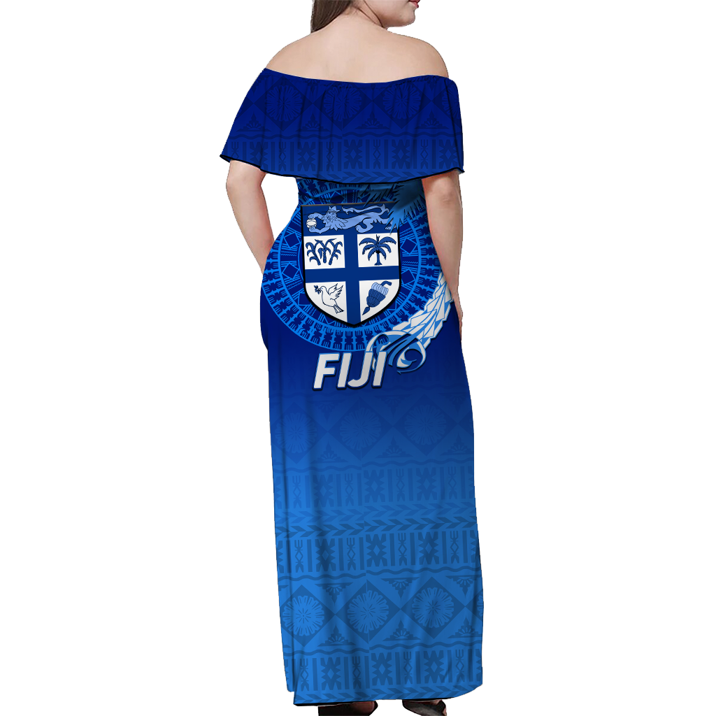 Fiji Tapa Tribal Coconut Tree Off Shoulder Long Dress - LT12 - Polynesian Pride