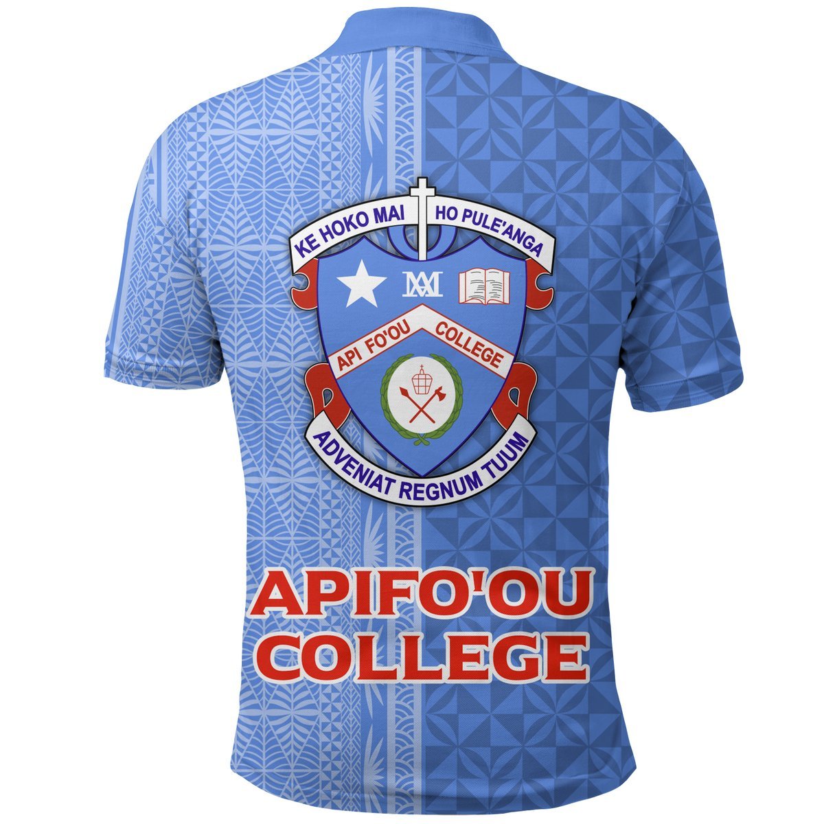 Tonga Apifoou College Polo Shirt Tongan Tribal LT12 Blue - Polynesian Pride