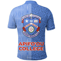 Tonga Apifoou College Polo Shirt Tongan Tribal LT12 Blue - Polynesian Pride