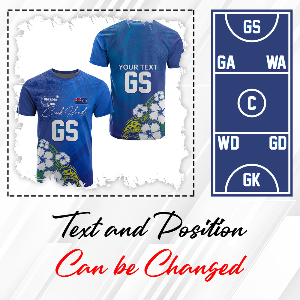 Custom Position Cook Islands Netball Sports Uniform Blue Color - T Shirt - CTM03