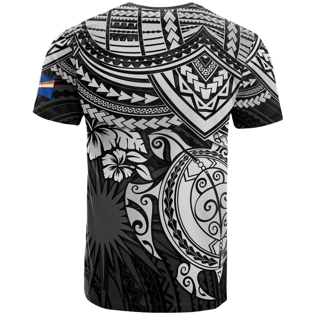 Marshall Islands Polynesian T Shirt Marshall Islands Flag White Turtle Hibiscus - Polynesian Pride