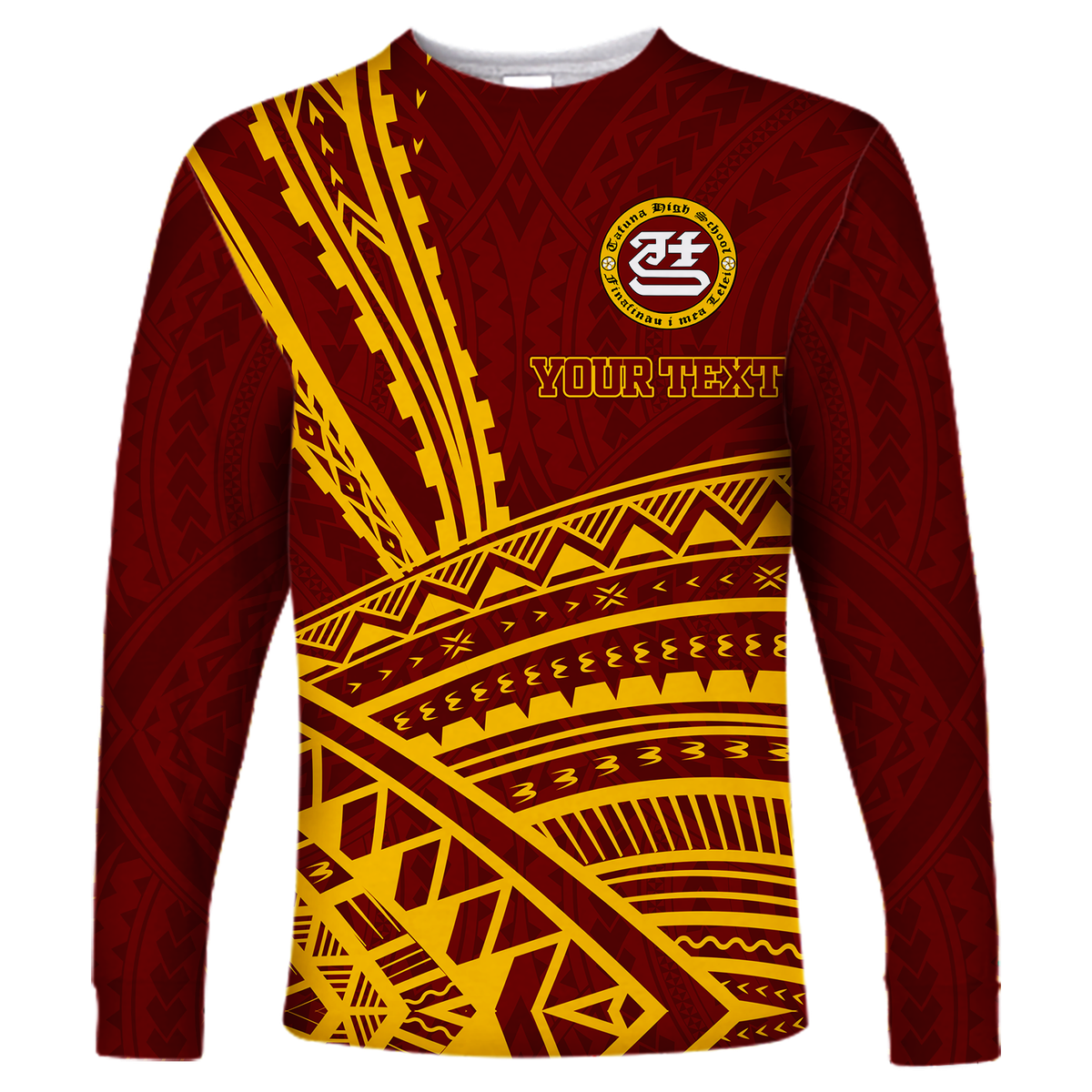(Custom Personalised) Tafuna High School American Samoa Pride Long Sleeve Shirt - LT12 Unisex Red - Polynesian Pride