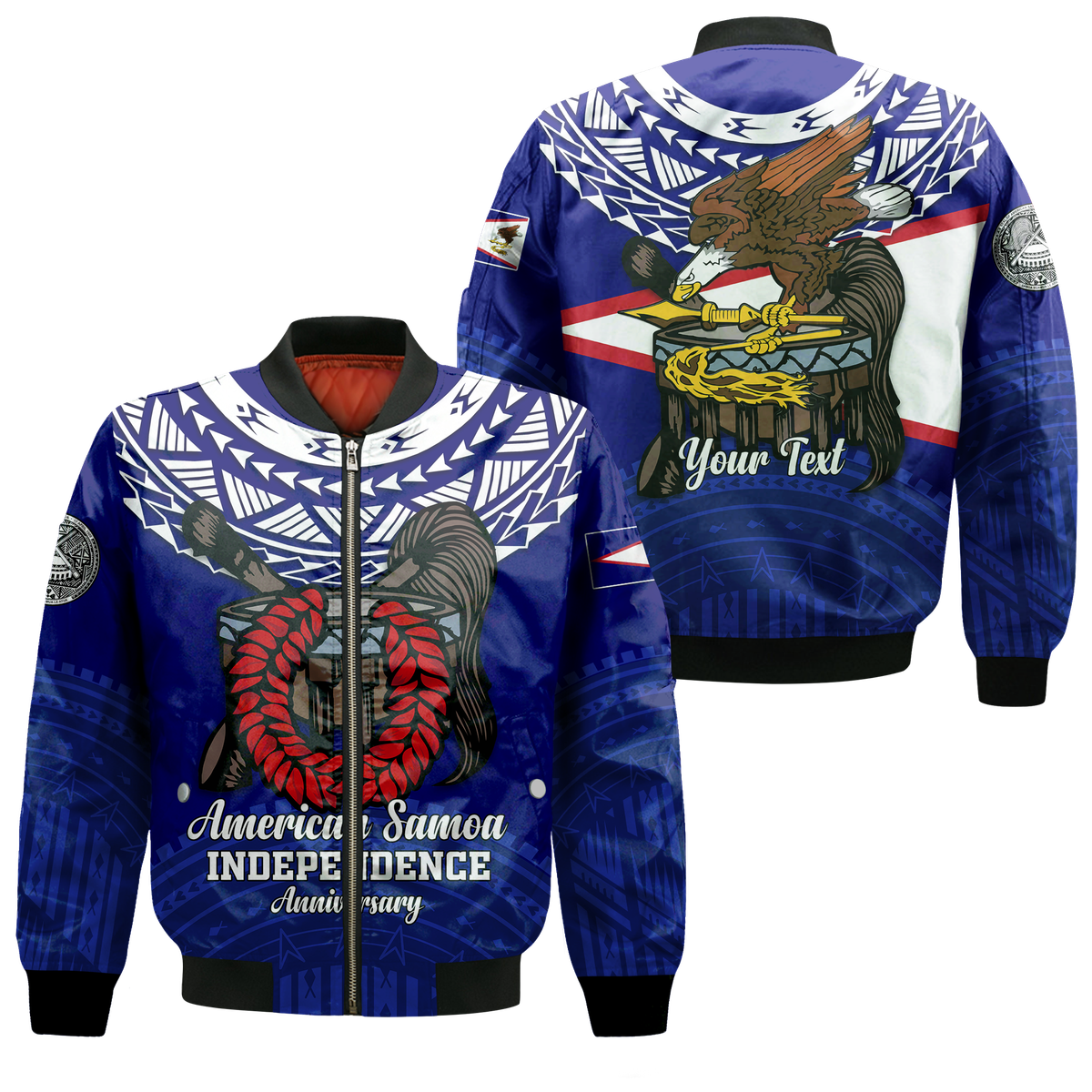 Custom American Samoa Independence Anniversary Pride Bomber Jacket - LT12 Bomber Jacket Blue - Polynesian Pride