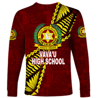 Tonga Vava'u High School Tongan Patterns Long Sleeve Shirt - LT12 - Polynesian Pride