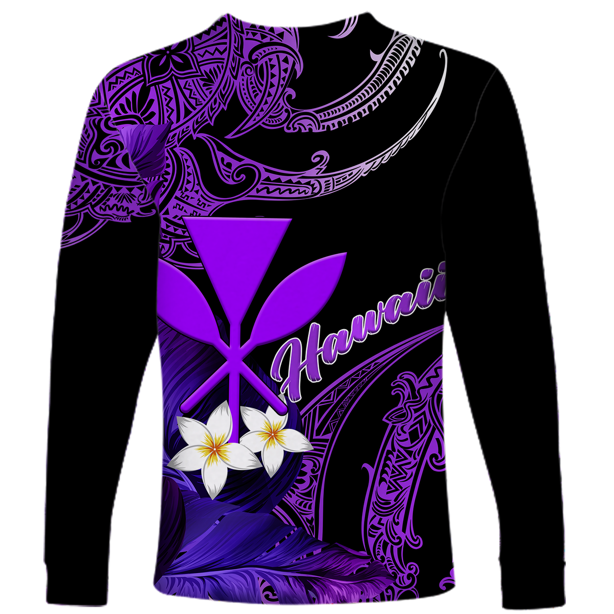 (Custom Personalised) Hawaii Turtle With Plumeria Leaf Purple Long Sleeve Shirt - LT12 - Polynesian Pride