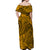 Gold Hawaii Family Matching Off Shoulder Maxi Dress And Hawaiian Shirt Tribal Art LT14