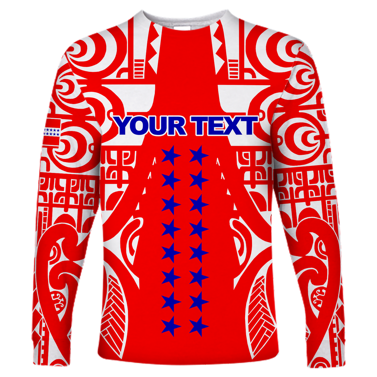 (Custom Personalised) Tuamotu Archipelago Tribal Tattoo Long Sleeve Shirt - LT12 Unisex Red - Polynesian Pride