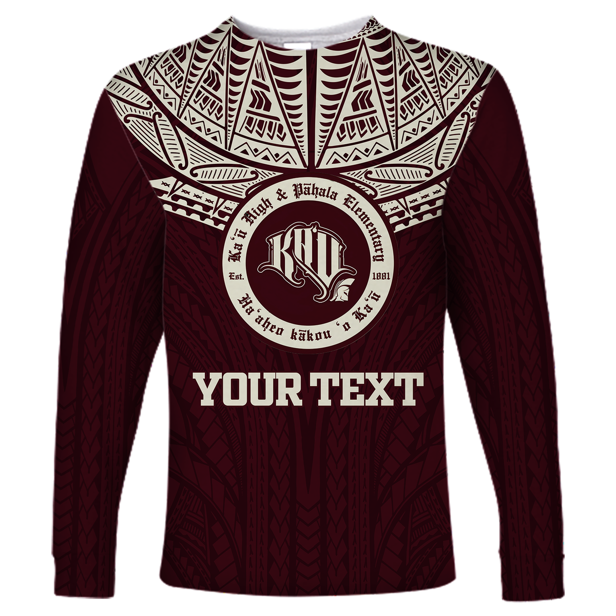(Custom Personalised) Hawaii Kau High & Pahala Elementary School Pride Long Sleeve Shirt - LT12 Unisex Red - Polynesian Pride