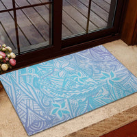 Baby Blue Gradient Polynesia Rubber Doormat Hawaiian Tribal Hammerhead Shark Tattoo LT14 - Polynesian Pride
