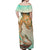 Hawaii Off Shoulder Long Dress Polynesian Shark And Sea Turtle Dreamy Turquoise Artsy LT14